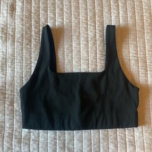 Girlfriend Collective Black RIB Tommy Cropped Bra